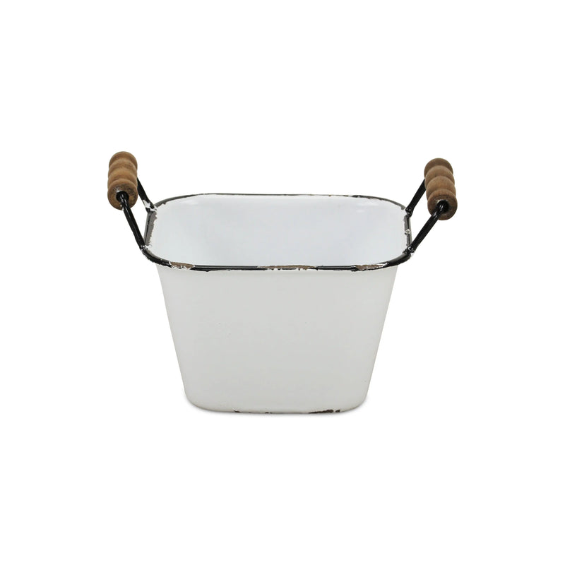 6" White Stackable Metal Bucket Homeroots Office