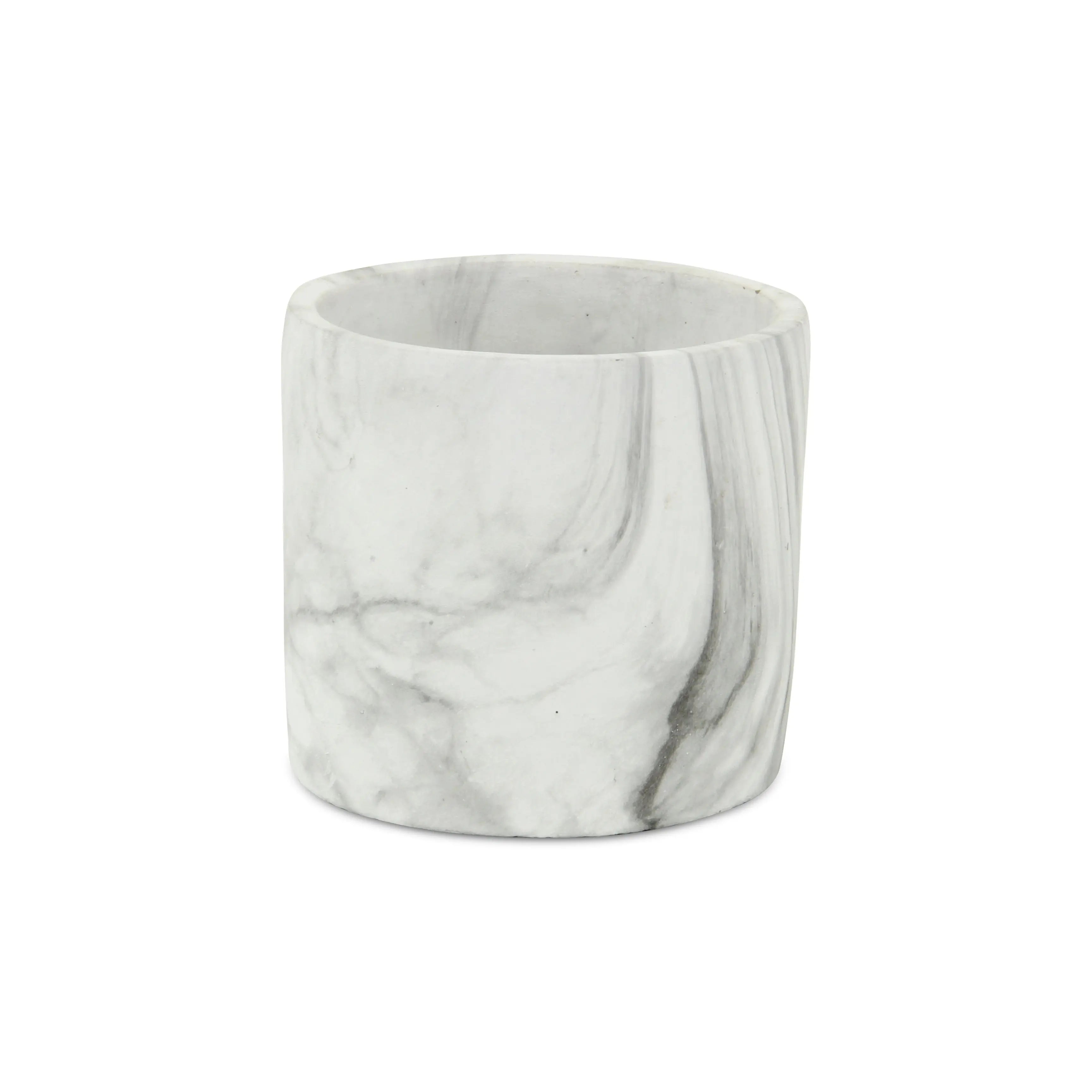 6" White and Gray Marbleized Ceramic Indoor Outdoor Round Pot Planter Homeroots Outdoor