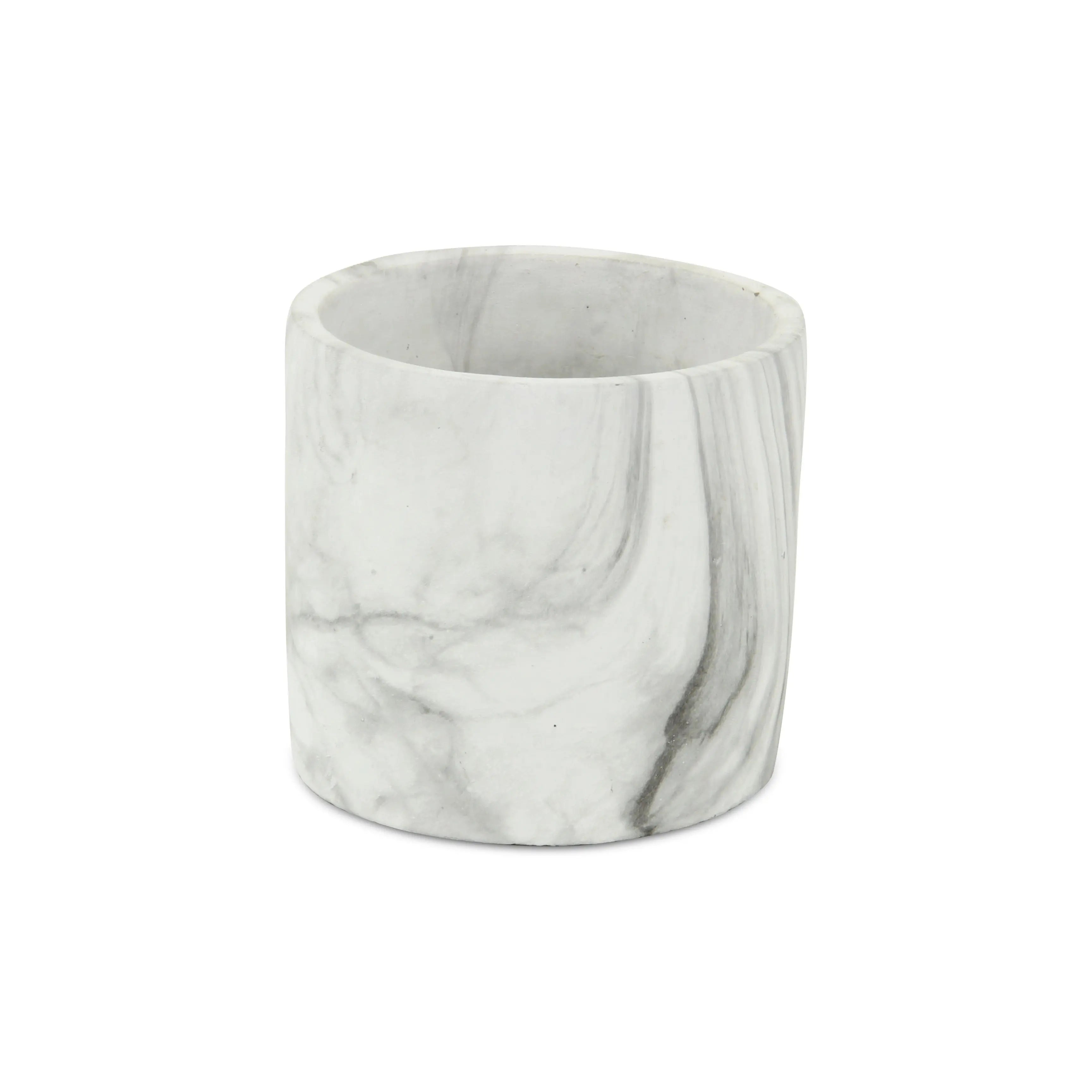 6" White and Gray Marbleized Ceramic Indoor Outdoor Round Pot Planter Homeroots Outdoor