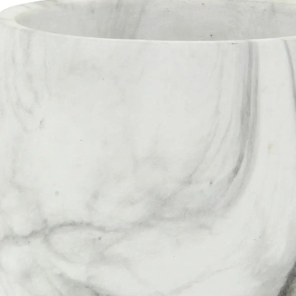 6" White and Gray Marbleized Ceramic Indoor Outdoor Round Pot Planter Homeroots Outdoor
