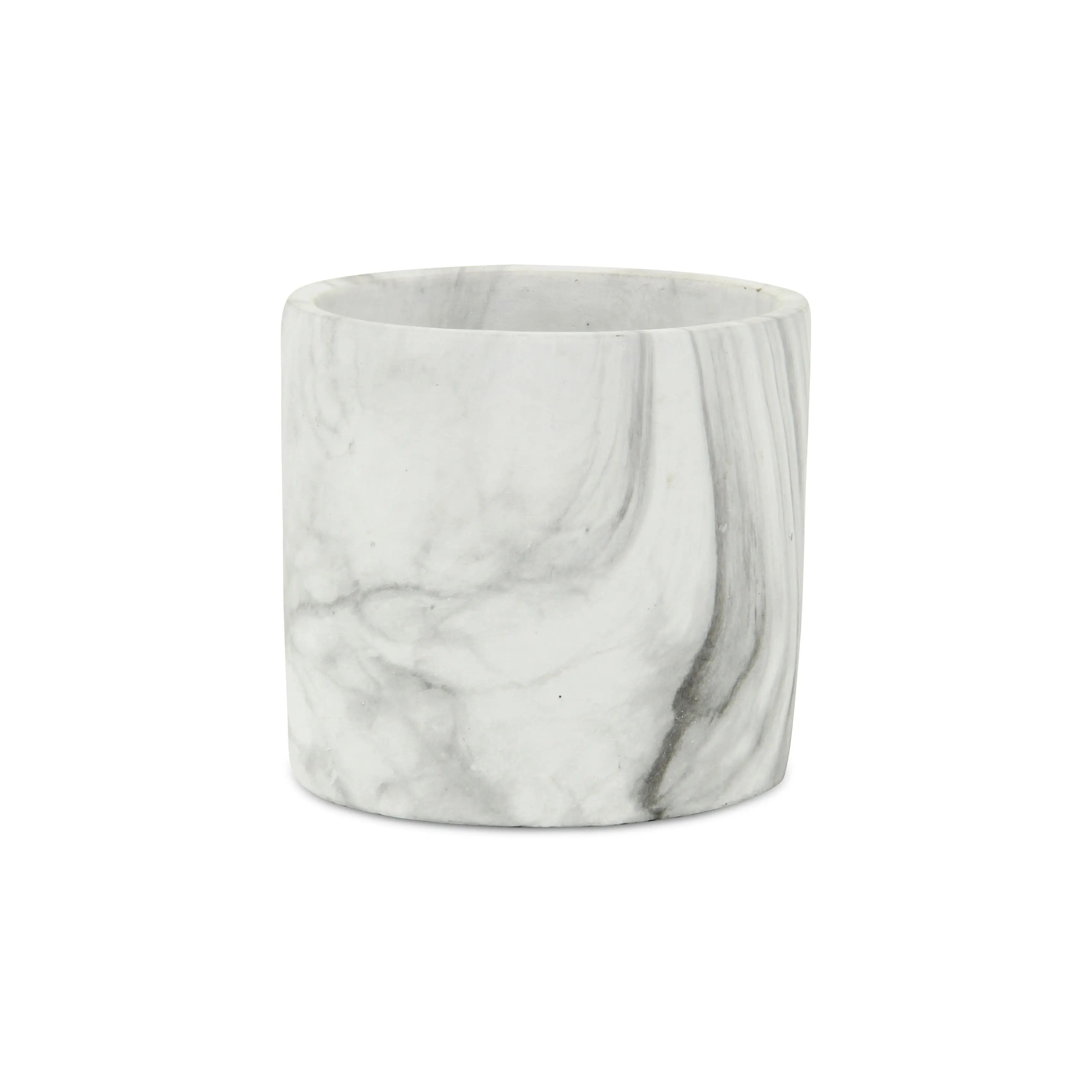 6" White and Gray Marbleized Ceramic Indoor Outdoor Round Pot Planter Homeroots Outdoor
