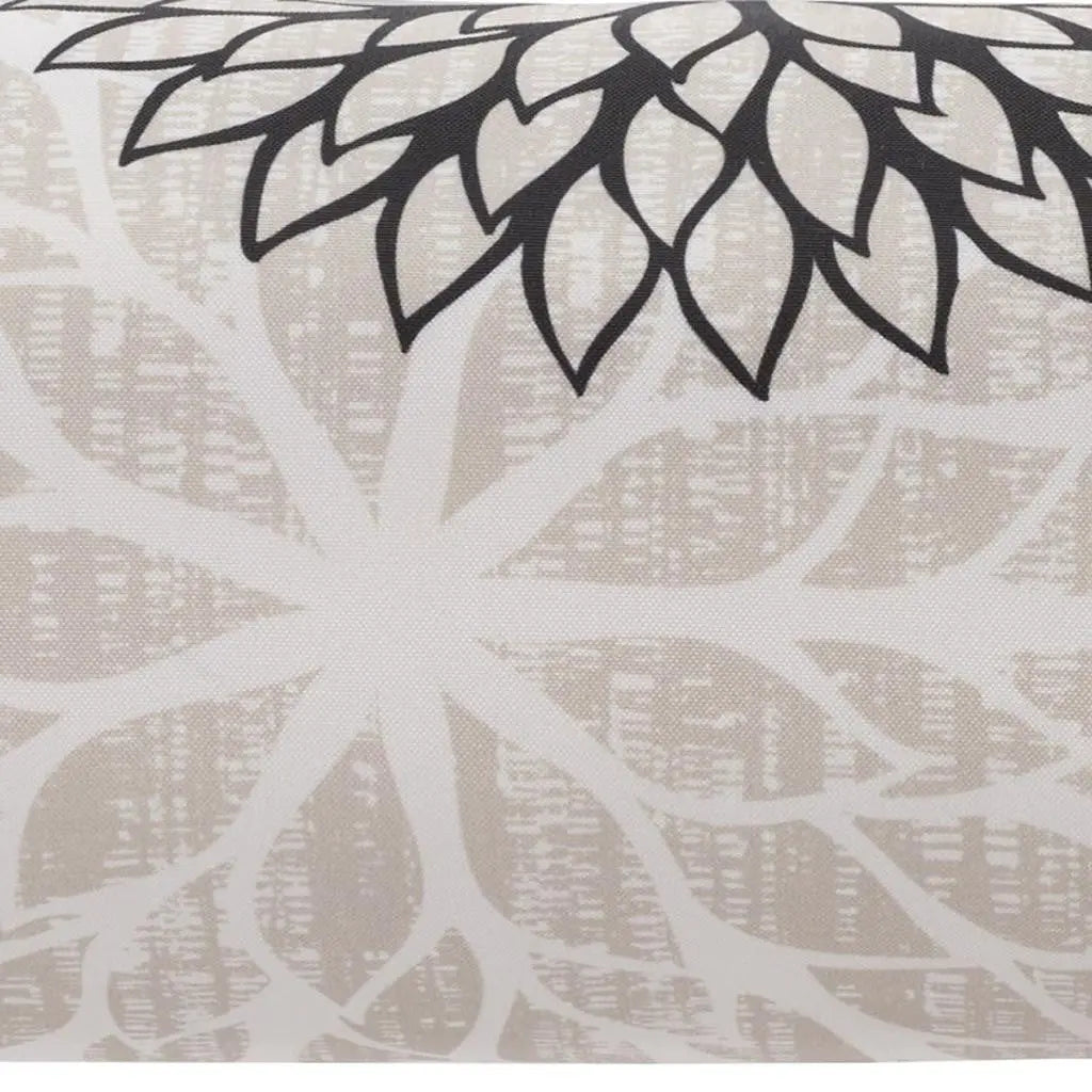 6" X 20" Black Gray and White Bolster Floral Indoor Outdoor Throw Pillow Homeroots Outdoor
