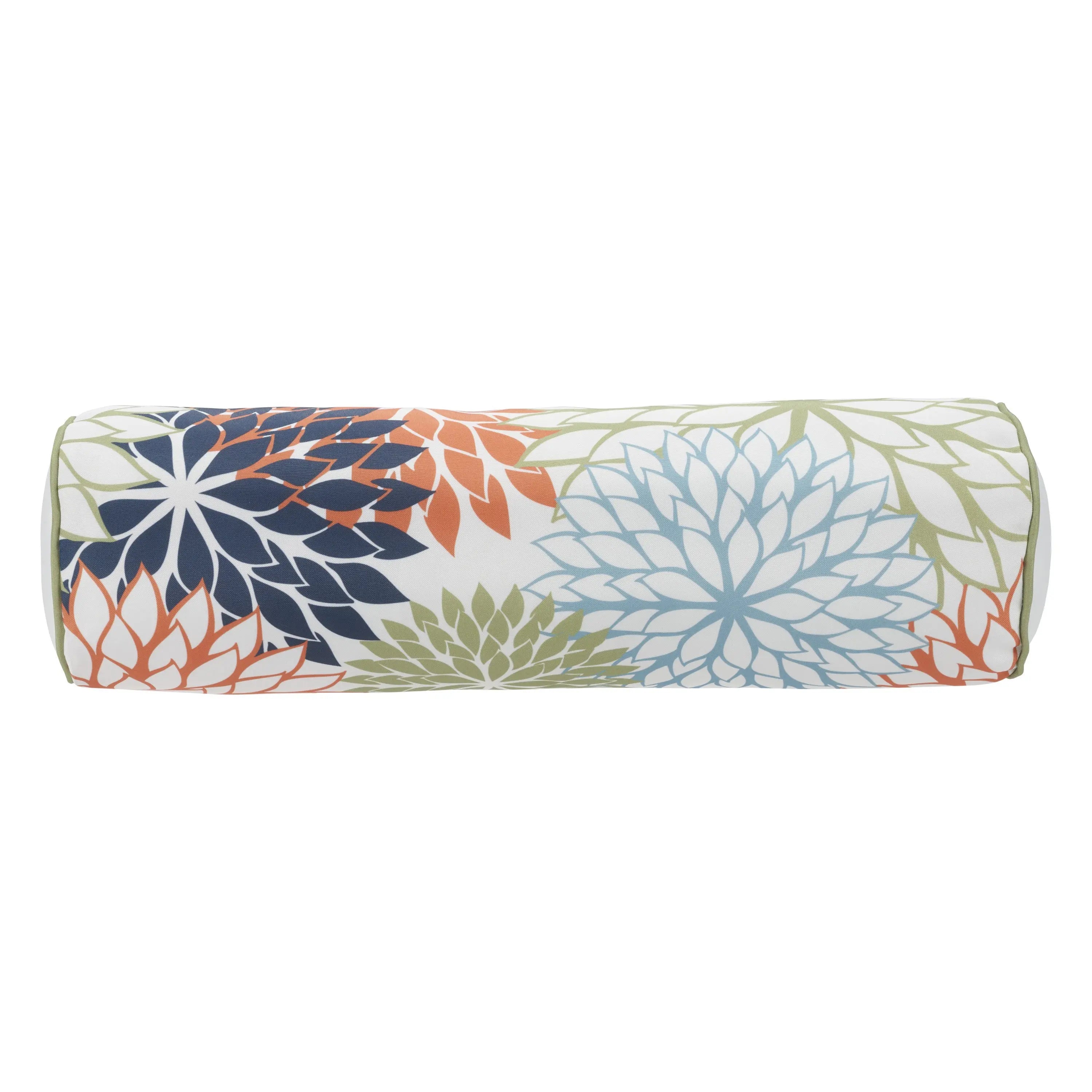6" X 20" Orange Green and Blue Bolster Floral Indoor Outdoor Throw Pillow Homeroots Outdoor