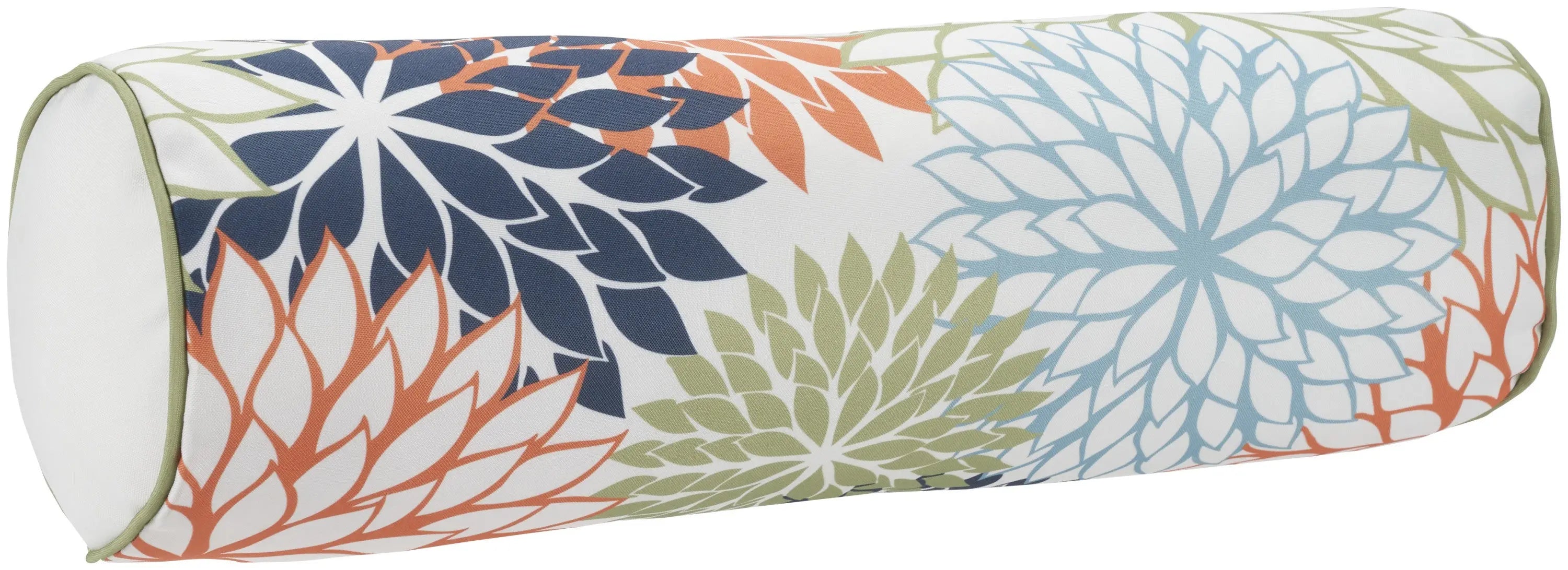 6" X 20" Orange Green and Blue Bolster Floral Indoor Outdoor Throw Pillow Homeroots Outdoor