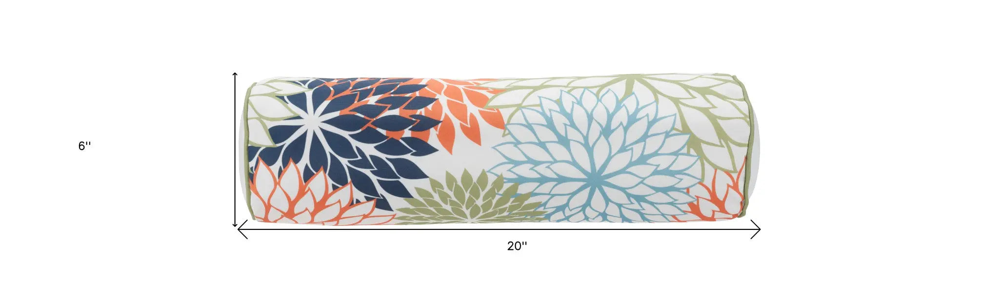 6" X 20" Orange Green and Blue Bolster Floral Indoor Outdoor Throw Pillow Homeroots Outdoor