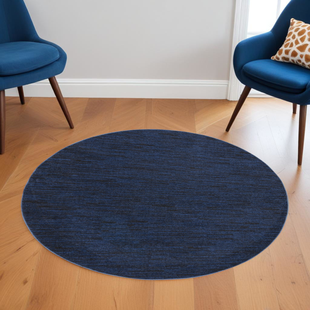6' X 6' Blue Round Indoor Outdoor Area Rug - GreatEagleInc