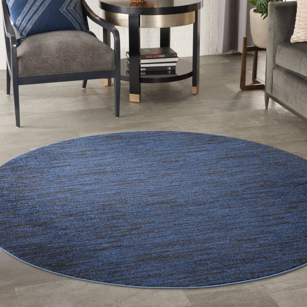 6' X 6' Blue Round Indoor Outdoor Area Rug - GreatEagleInc