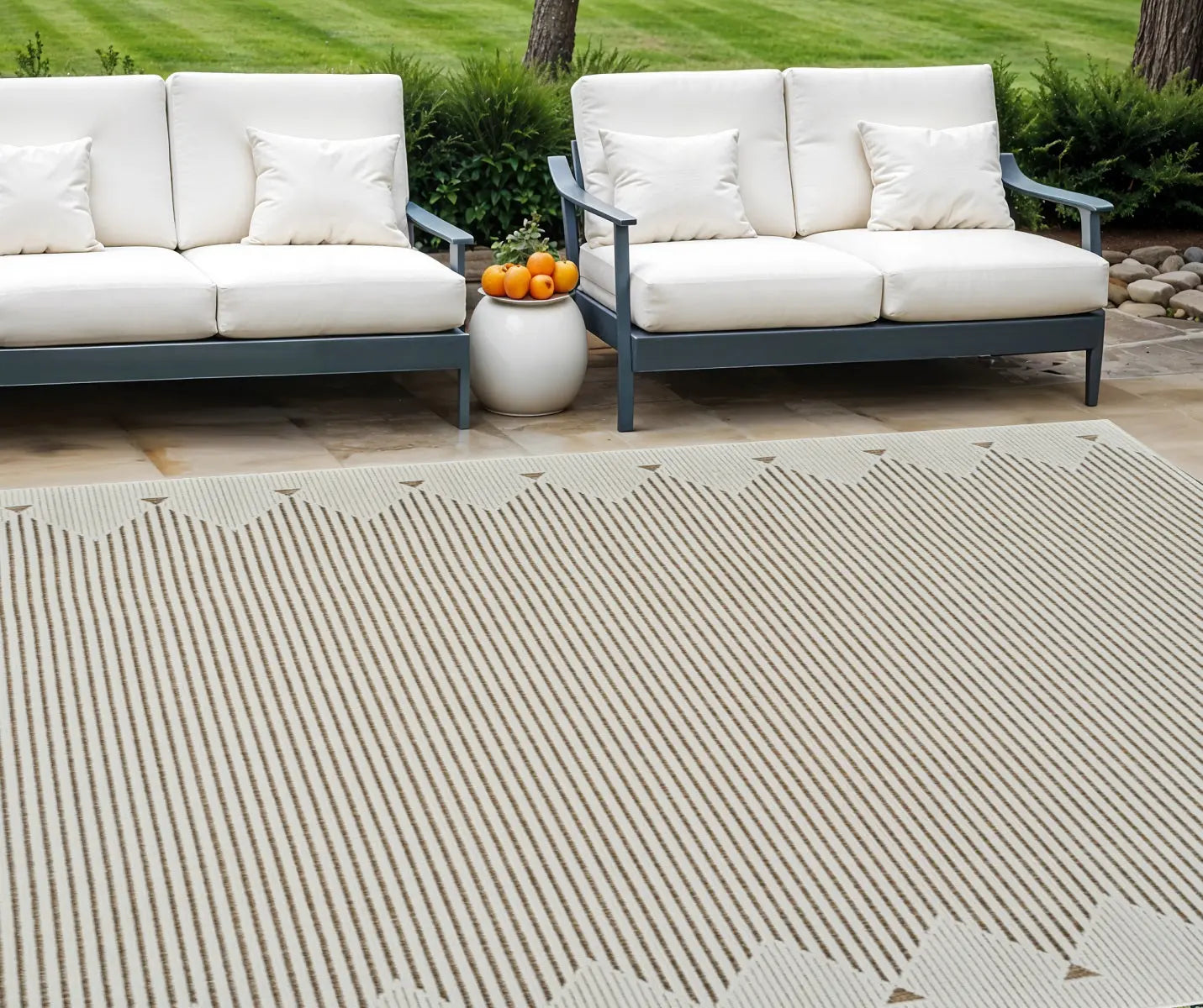 6' X 9' Beige And Brown Geometric Distressed Indoor Outdoor Area Rug Homeroots Outdoor