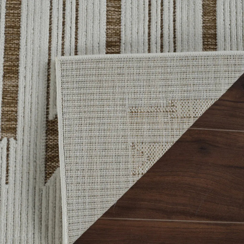 6' X 9' Beige And Brown Geometric Distressed Indoor Outdoor Area Rug Homeroots Outdoor