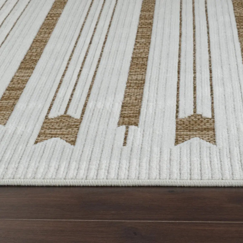 6' X 9' Beige And Brown Geometric Distressed Indoor Outdoor Area Rug Homeroots Outdoor