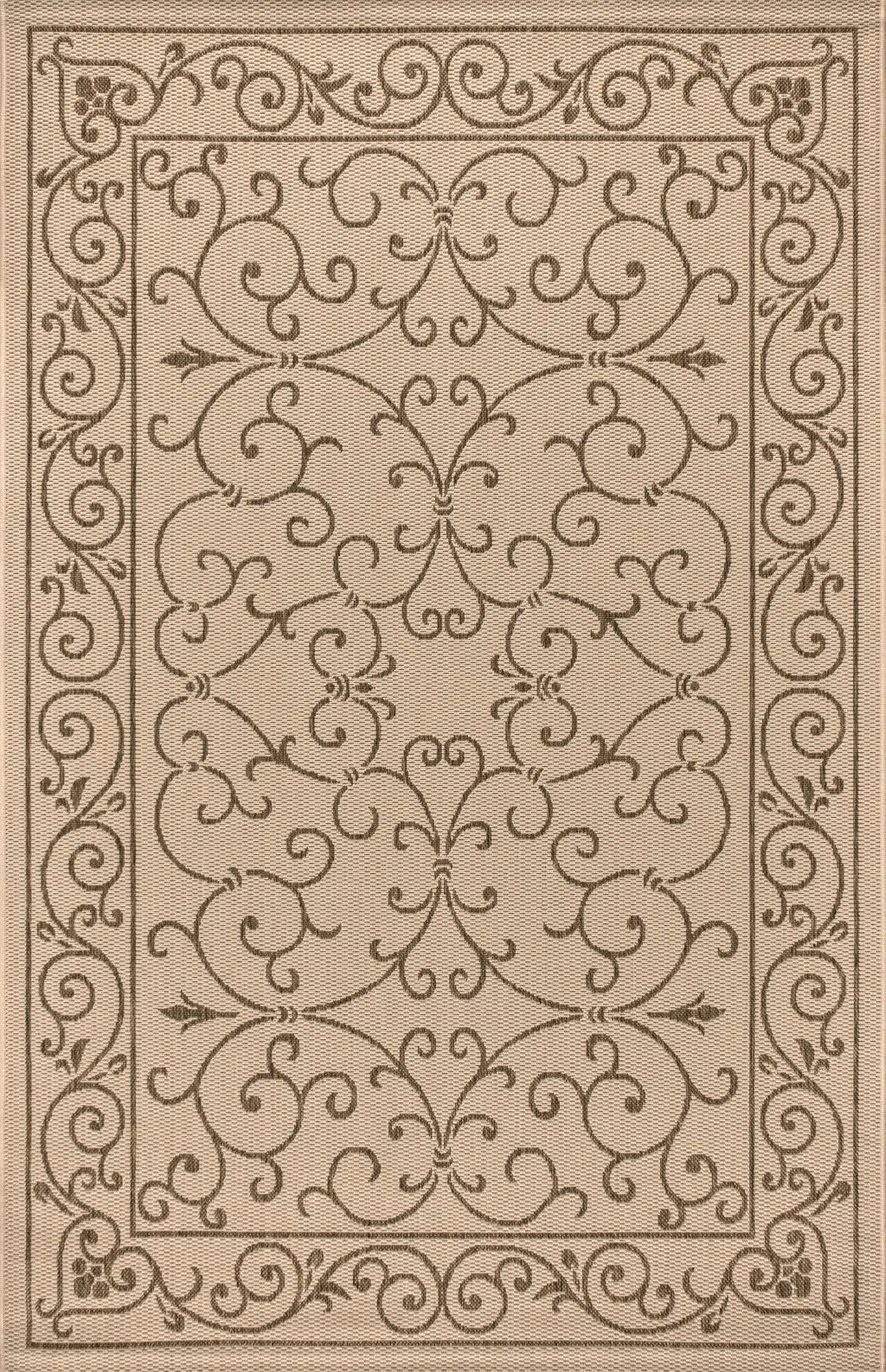 6' X 9' Beige And Brown Medallion Indoor Outdoor Area Rug Homeroots Outdoor