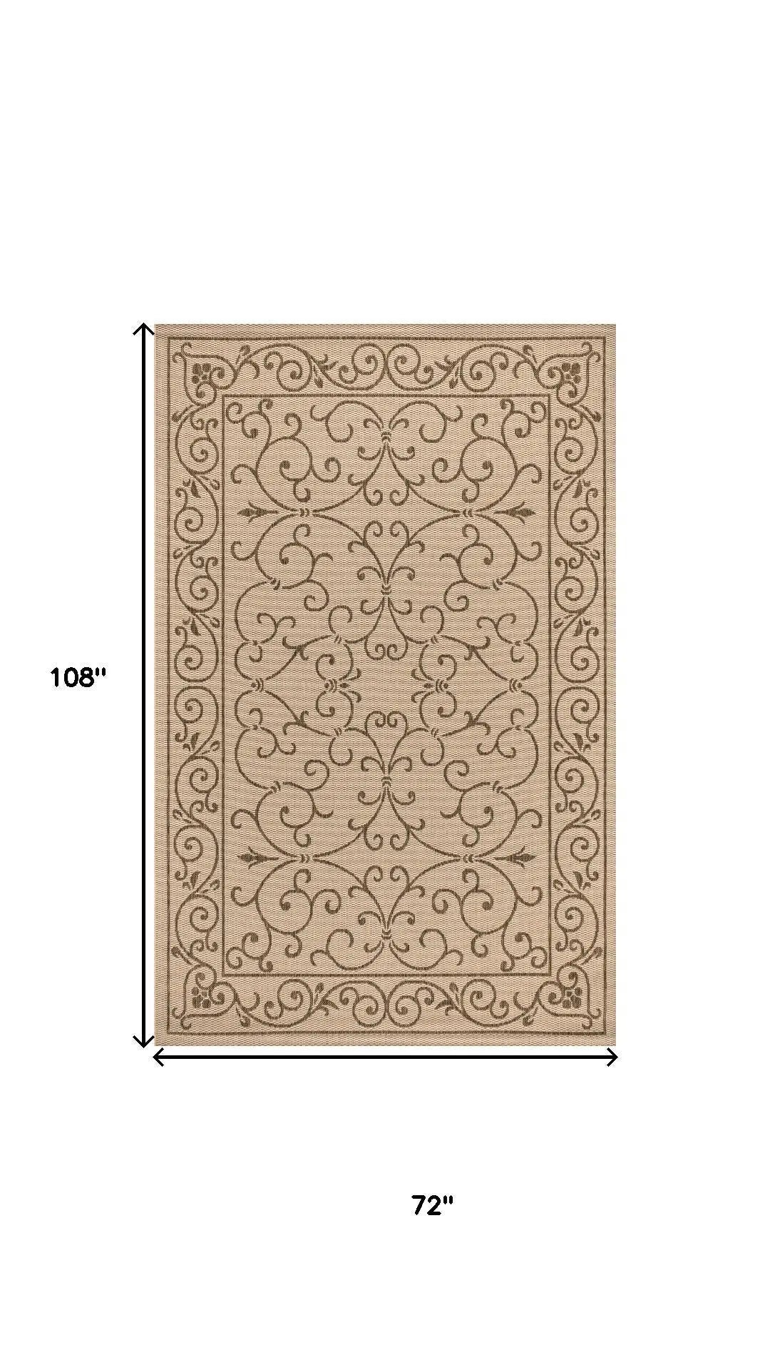 6' X 9' Beige And Brown Medallion Indoor Outdoor Area Rug Homeroots Outdoor