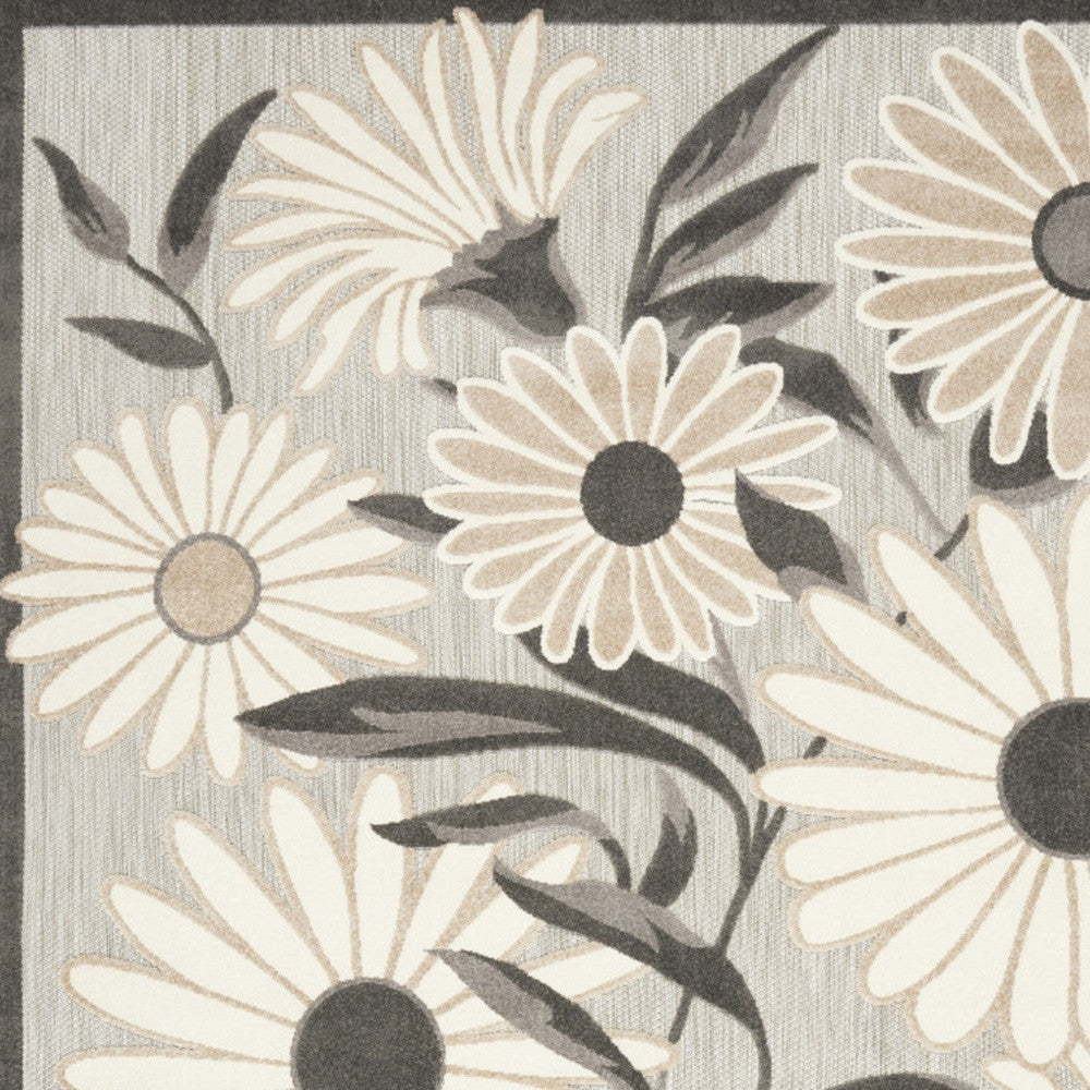 6' X 9' Beige Floral Stain Resistant Non Skid Area Rug Homeroots Outdoor