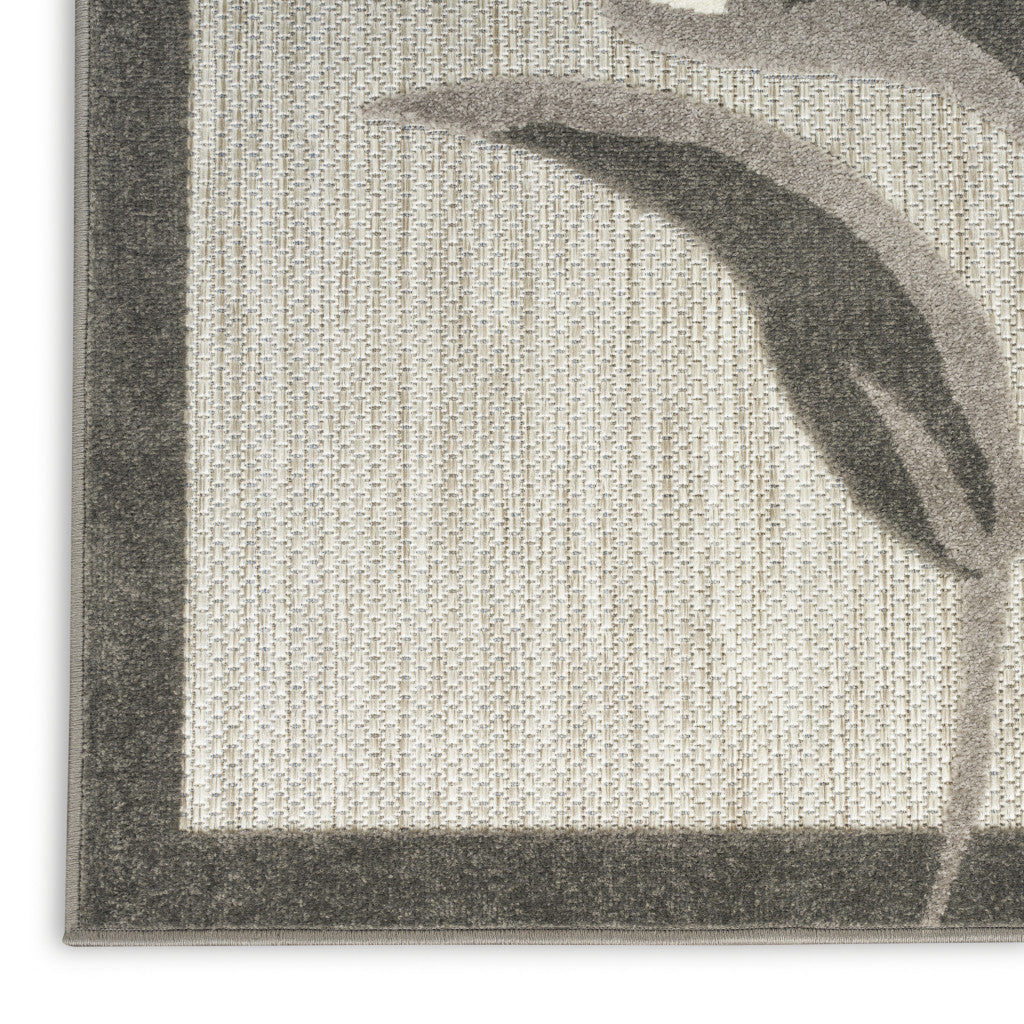 6' X 9' Beige Floral Stain Resistant Non Skid Area Rug Homeroots Outdoor