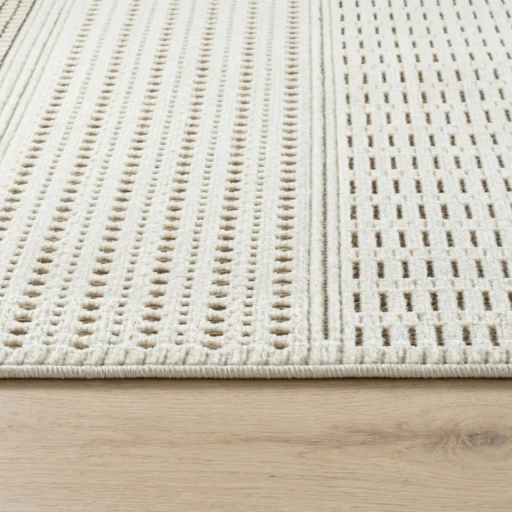 6' X 9' Beige and Brown Geometric Distressed Indoor Outdoor Area Rug Homeroots Outdoor