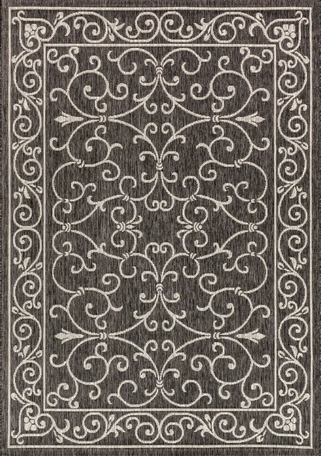 6' X 9' Black And Gray Medallion Indoor Outdoor Area Rug Homeroots Outdoor