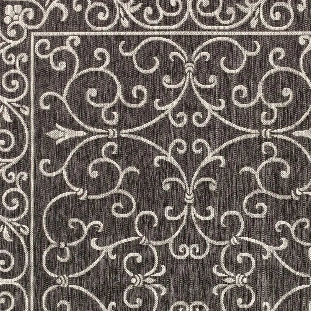 6' X 9' Black And Gray Medallion Indoor Outdoor Area Rug Homeroots Outdoor