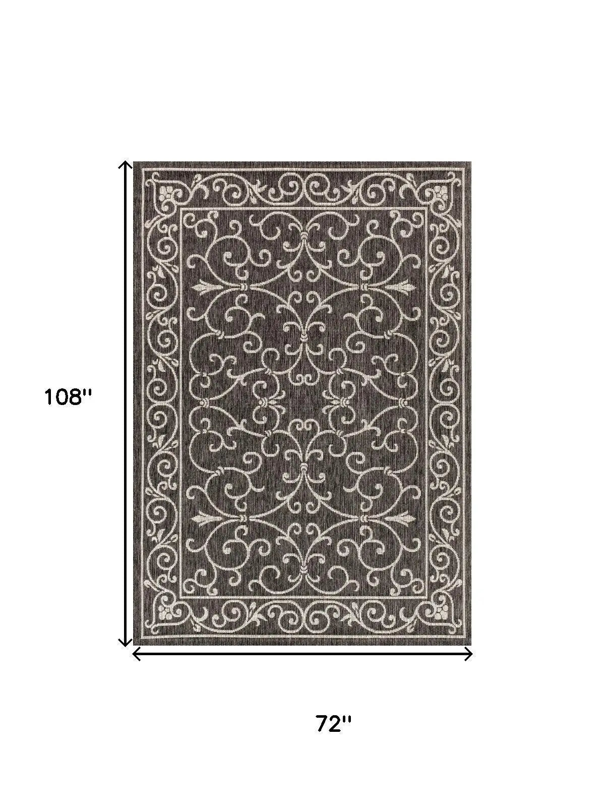 6' X 9' Black And Gray Medallion Indoor Outdoor Area Rug Homeroots Outdoor