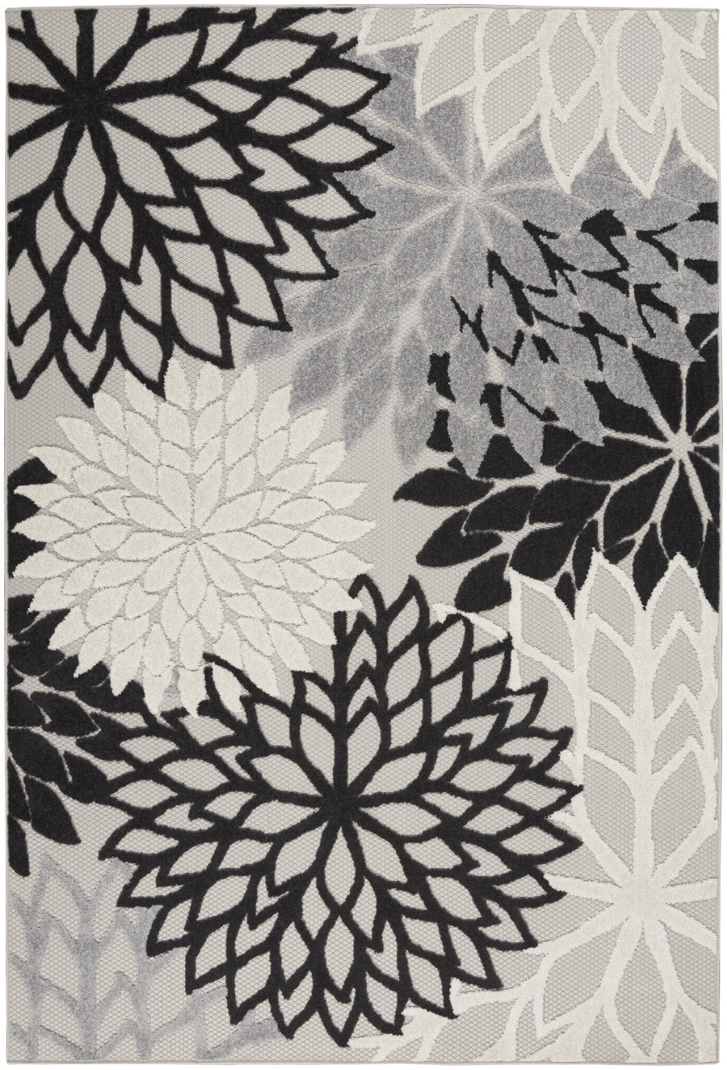 6' X 9' Black And White Floral Indoor Outdoor Area Rug Homeroots Outdoor