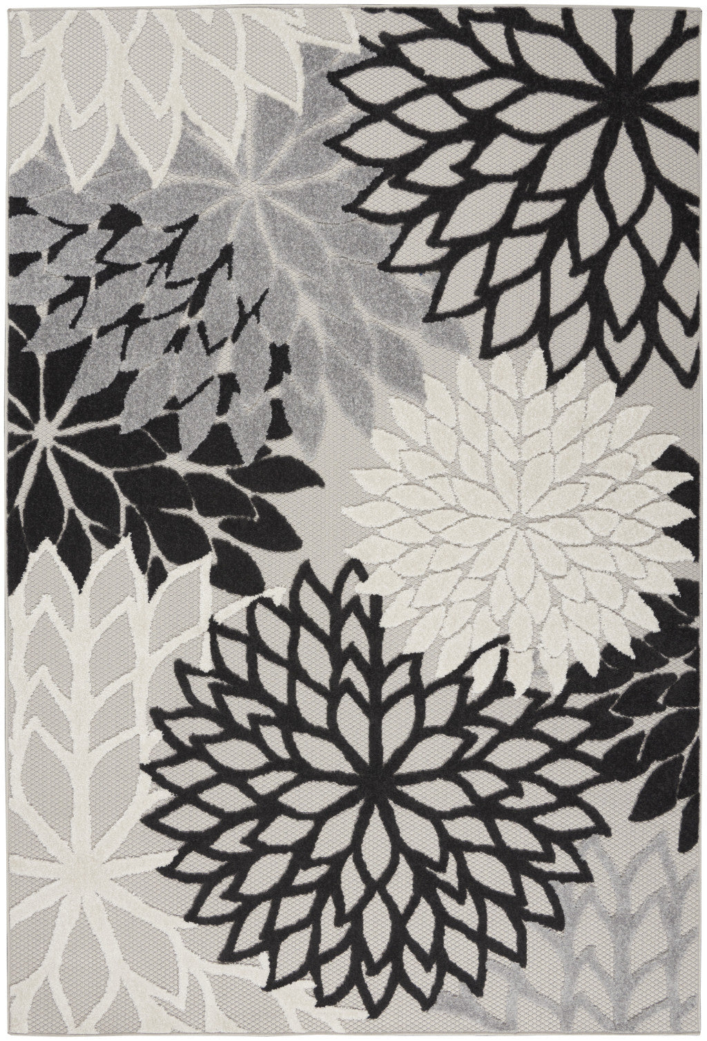 6' X 9' Black And White Floral Indoor Outdoor Area Rug Homeroots Outdoor