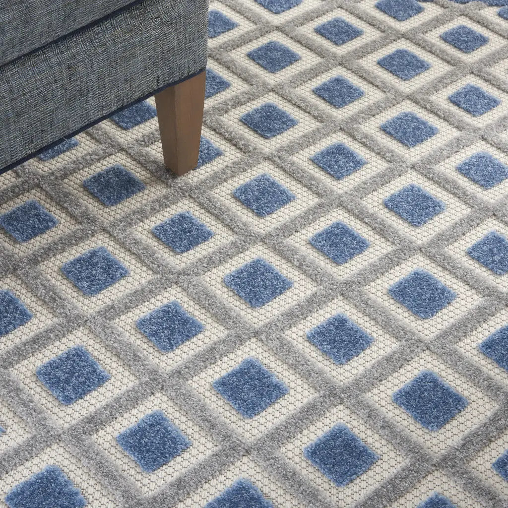 6' X 9' Blue And Gray Geometric Indoor Outdoor Area Rug Homeroots Outdoor