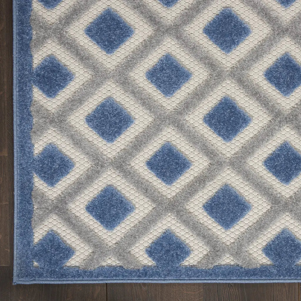 6' X 9' Blue And Gray Geometric Indoor Outdoor Area Rug Homeroots Outdoor