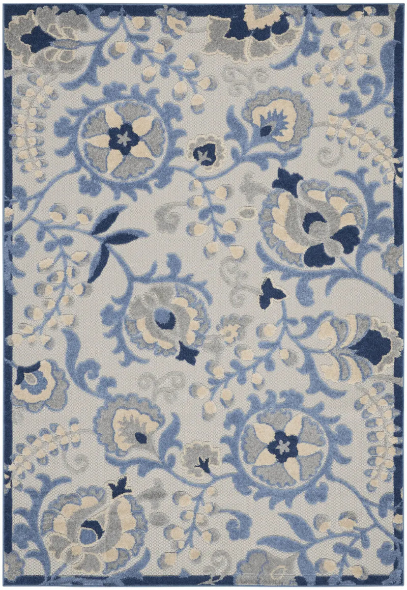 6' X 9' Blue And Gray Indoor Outdoor Area Rug - GreatEagleInc