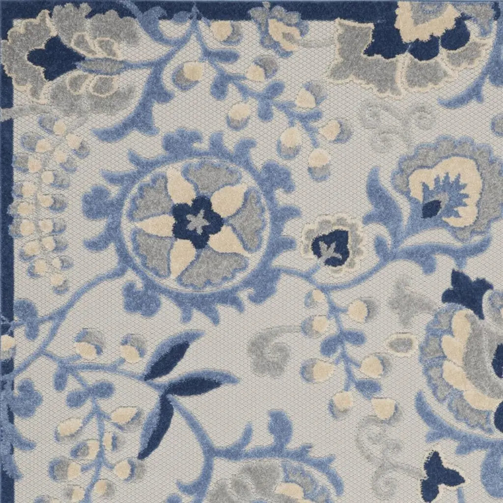 6' X 9' Blue And Gray Indoor Outdoor Area Rug - GreatEagleInc