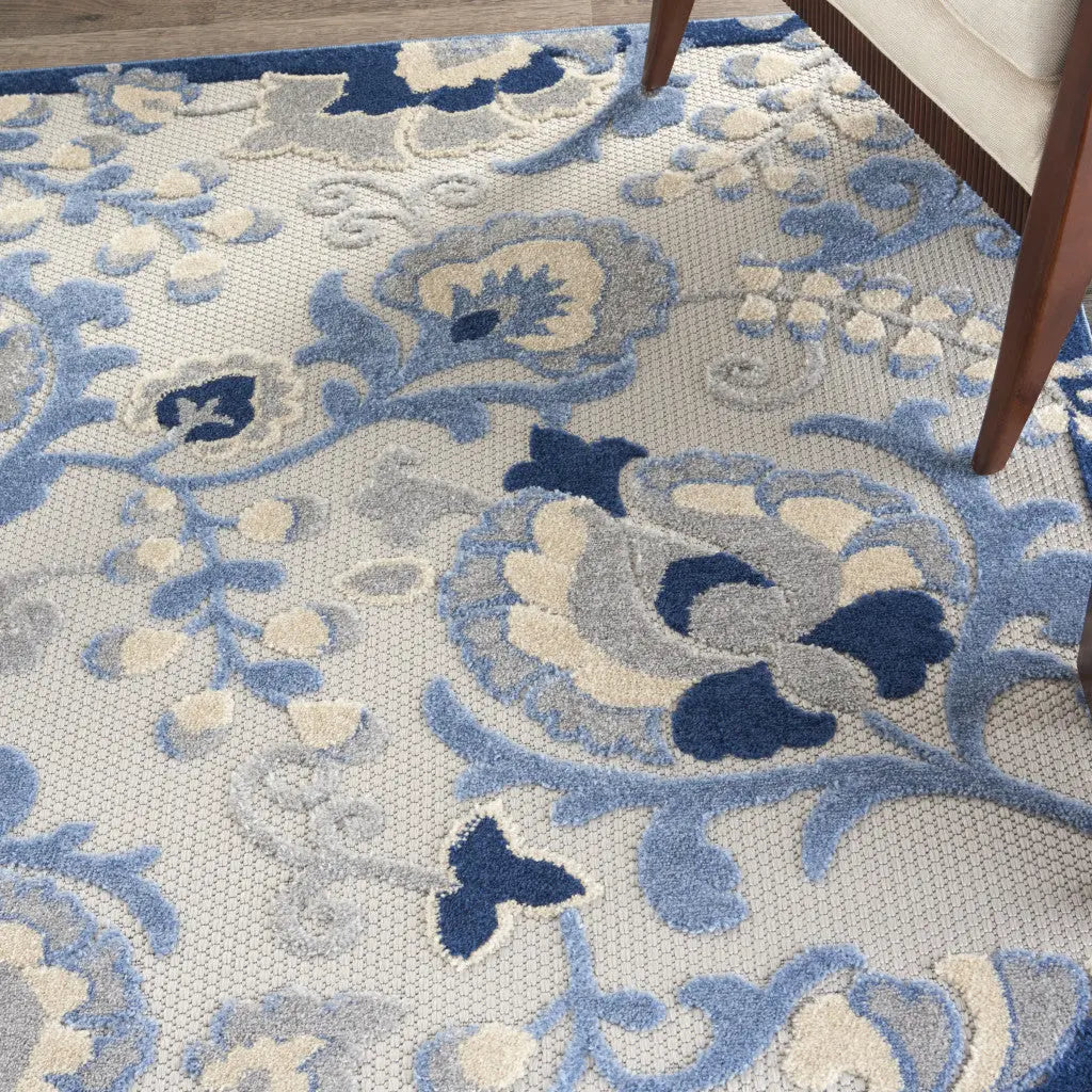 6' X 9' Blue And Gray Indoor Outdoor Area Rug - GreatEagleInc