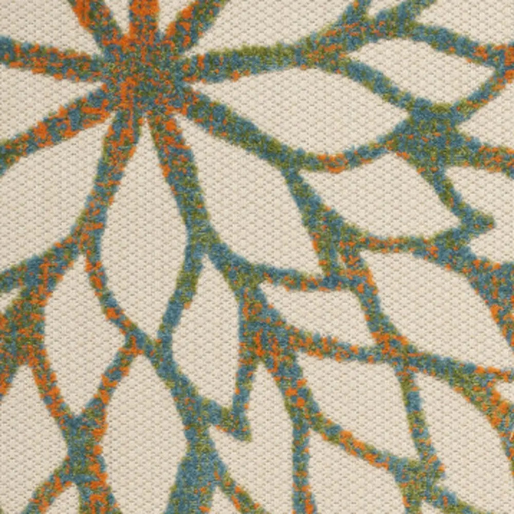 6' X 9' Blue And Green Floral Indoor Outdoor Area Rug Homeroots Outdoor