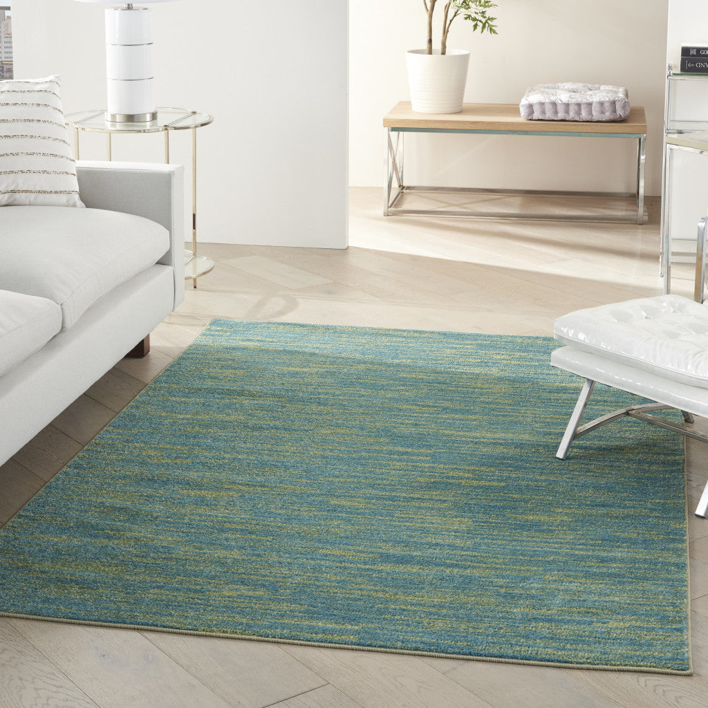 6' X 9' Blue And Green Indoor Outdoor Area Rug - GreatEagleInc