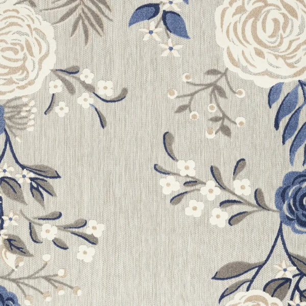 6' X 9' Blue And Grey Floral Stain Resistant Non Skid Area Rug Homeroots Outdoor