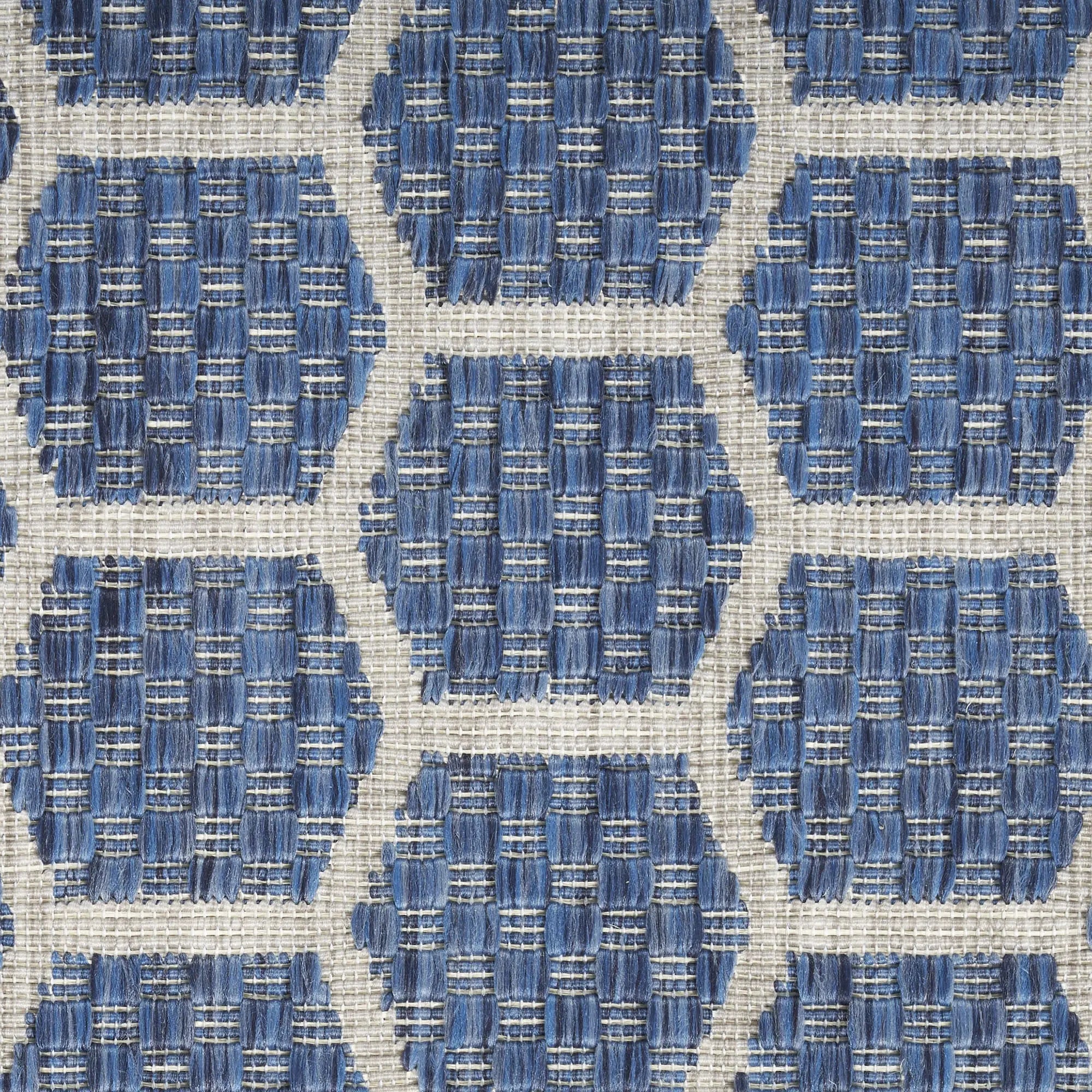 6' X 9' Blue And Ivory Geometric Indoor Outdoor Area Rug - GreatEagleInc
