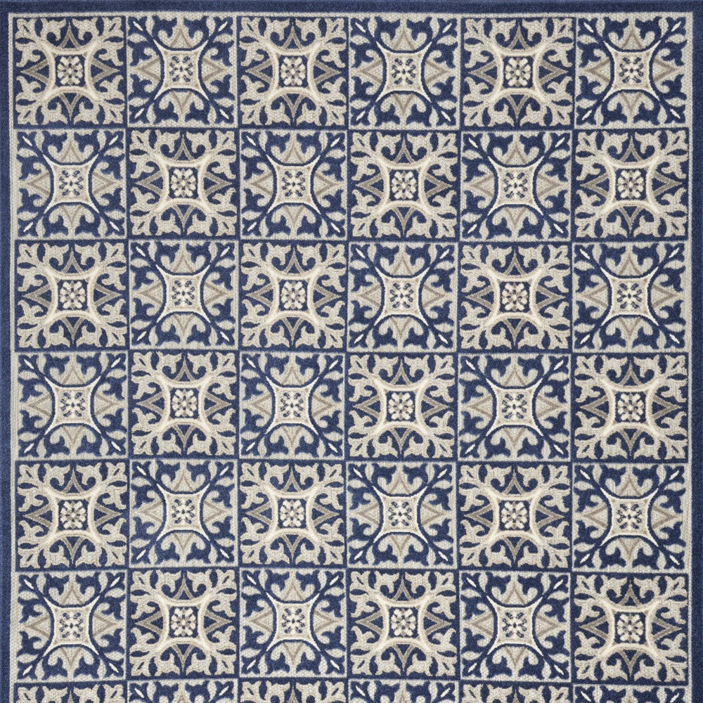 6' X 9' Blue Fleur De Lis Stain Resistant Non Skid Area Rug Homeroots Outdoor