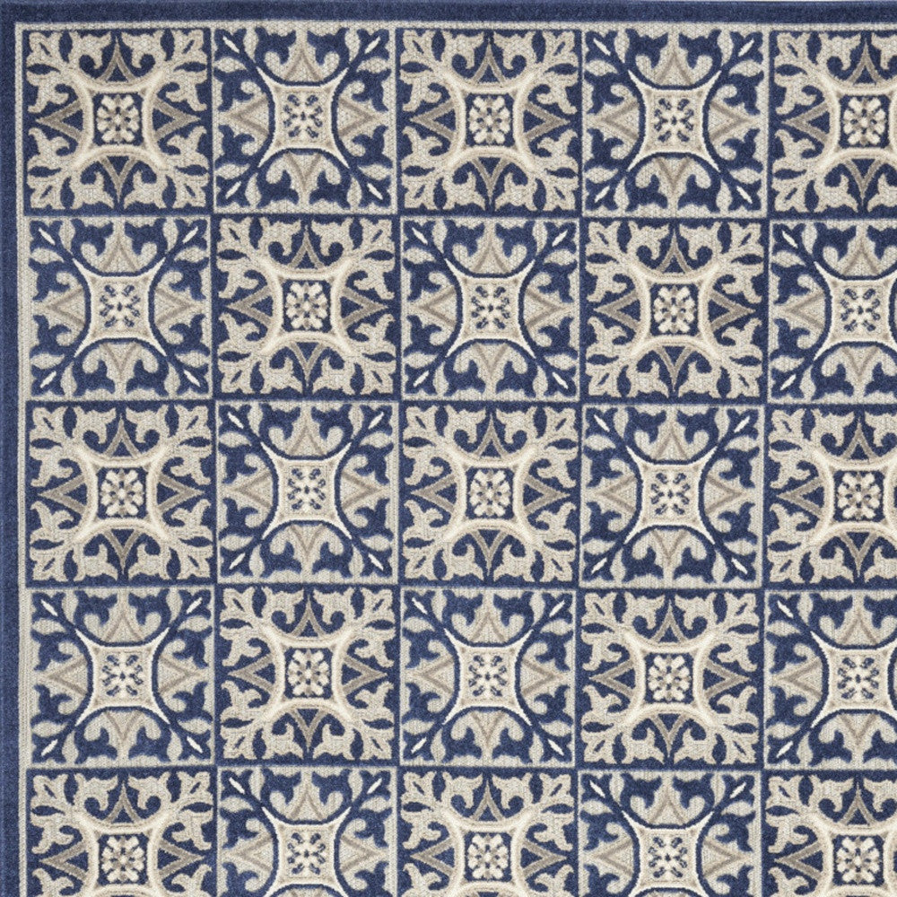 6' X 9' Blue Fleur De Lis Stain Resistant Non Skid Area Rug Homeroots Outdoor