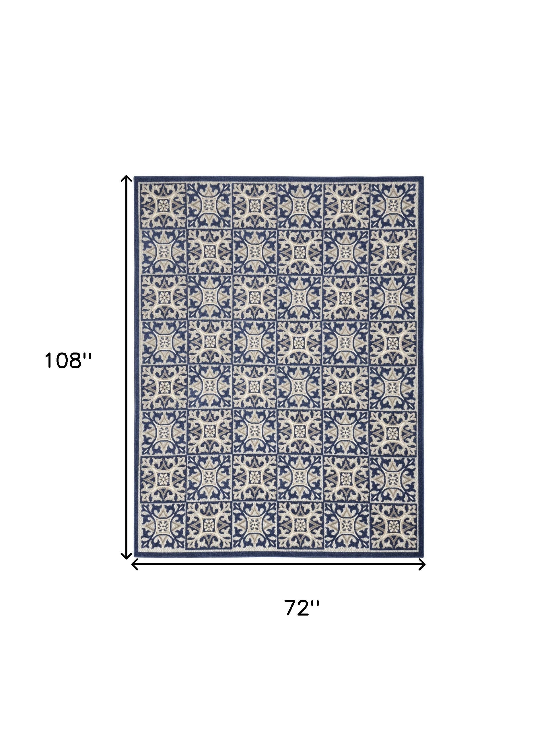 6' X 9' Blue Fleur De Lis Stain Resistant Non Skid Area Rug Homeroots Outdoor