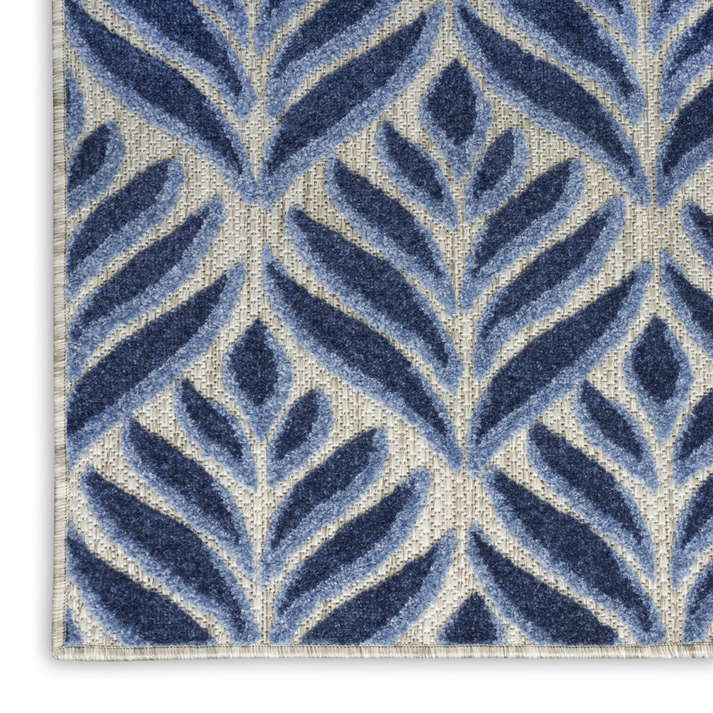6' X 9' Blue Floral Stain Resistant Non Skid Area Rug Homeroots Outdoor