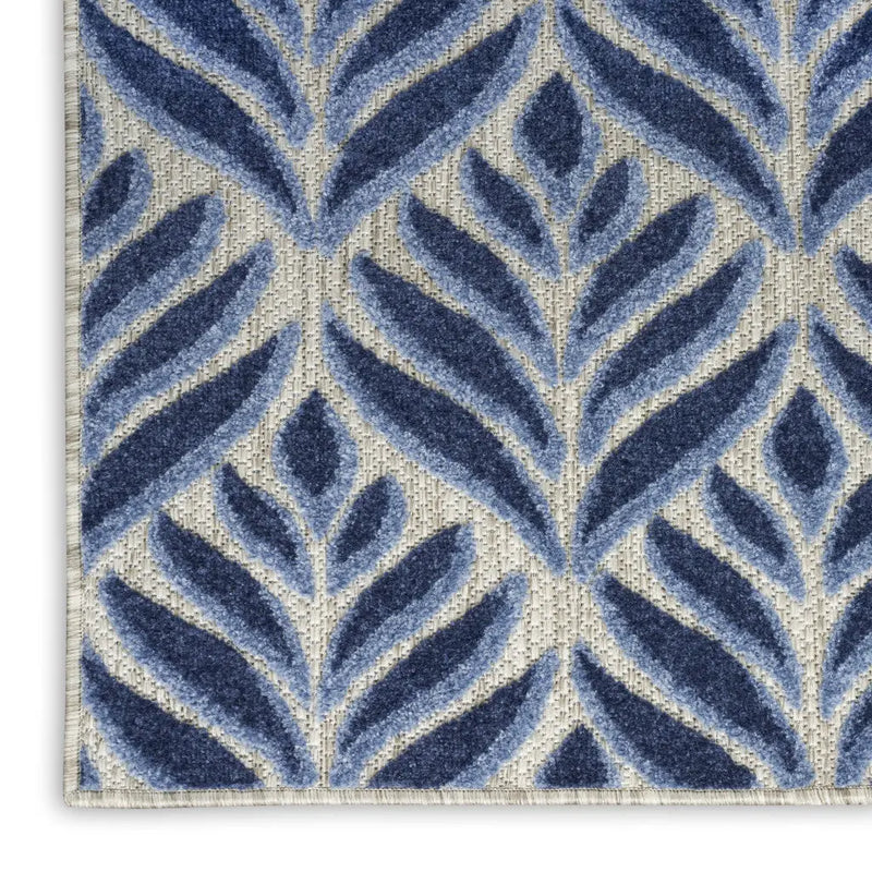 6' X 9' Blue Floral Stain Resistant Non Skid Area Rug Homeroots Outdoor