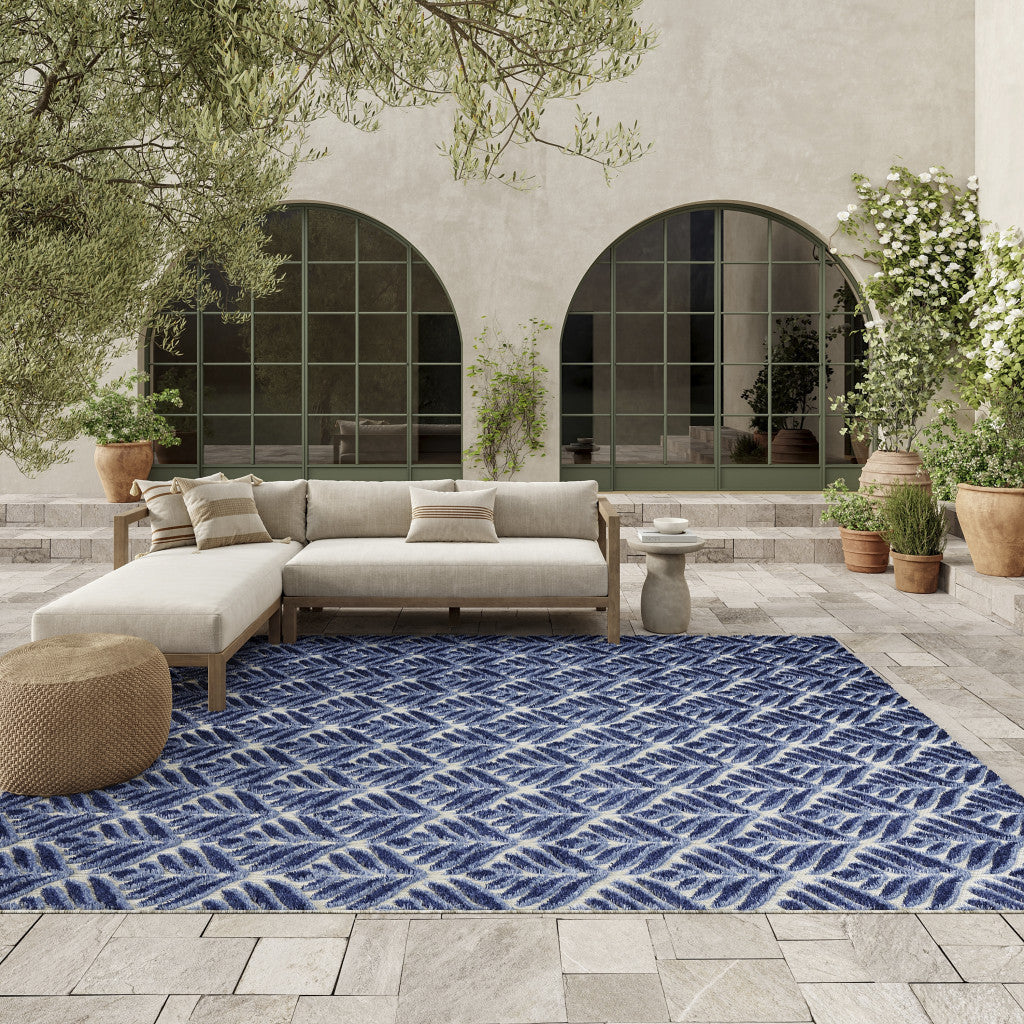 6' X 9' Blue Floral Stain Resistant Non Skid Area Rug Homeroots Outdoor