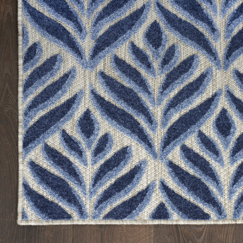6' X 9' Blue Floral Stain Resistant Non Skid Area Rug Homeroots Outdoor