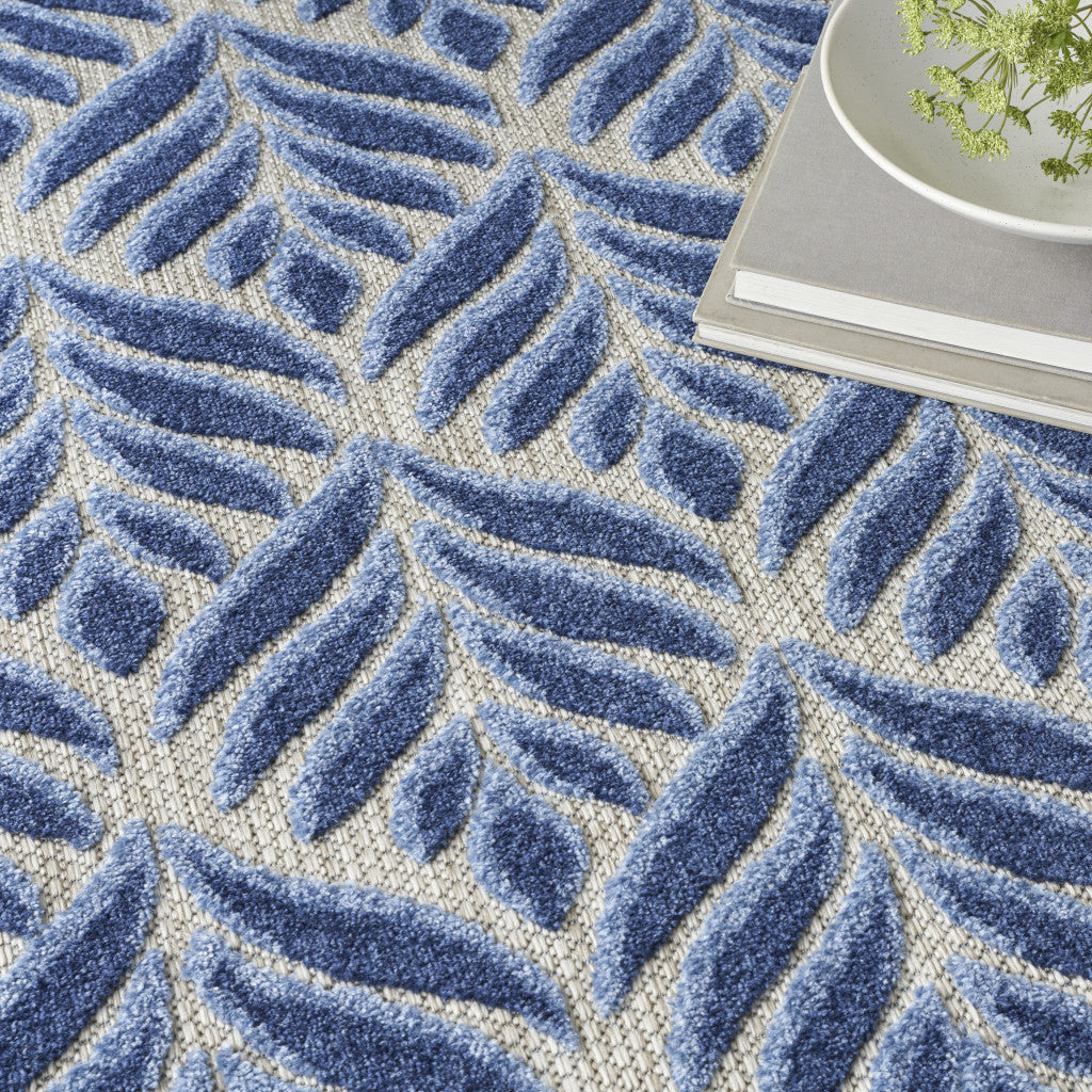 6' X 9' Blue Floral Stain Resistant Non Skid Area Rug Homeroots Outdoor