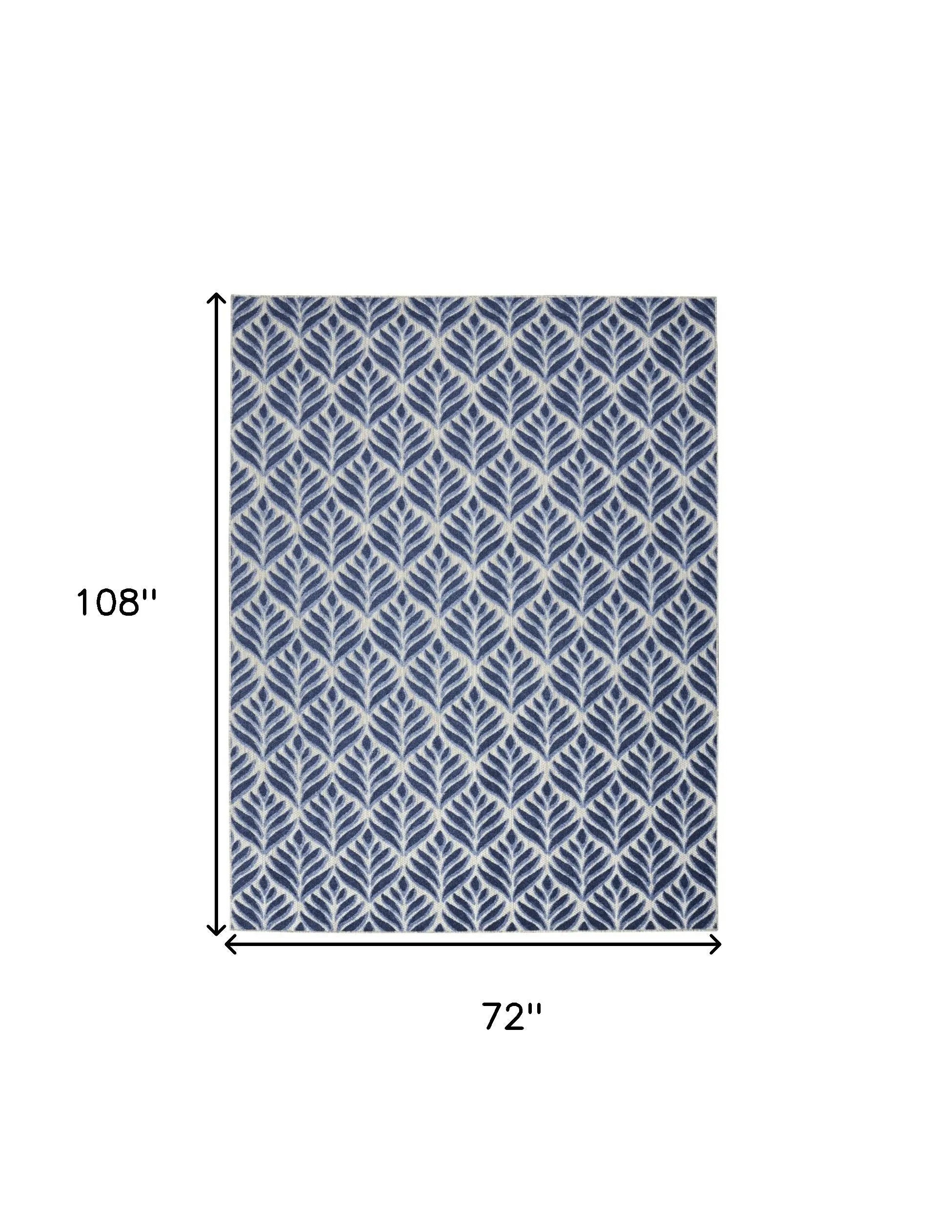 6' X 9' Blue Floral Stain Resistant Non Skid Area Rug Homeroots Outdoor