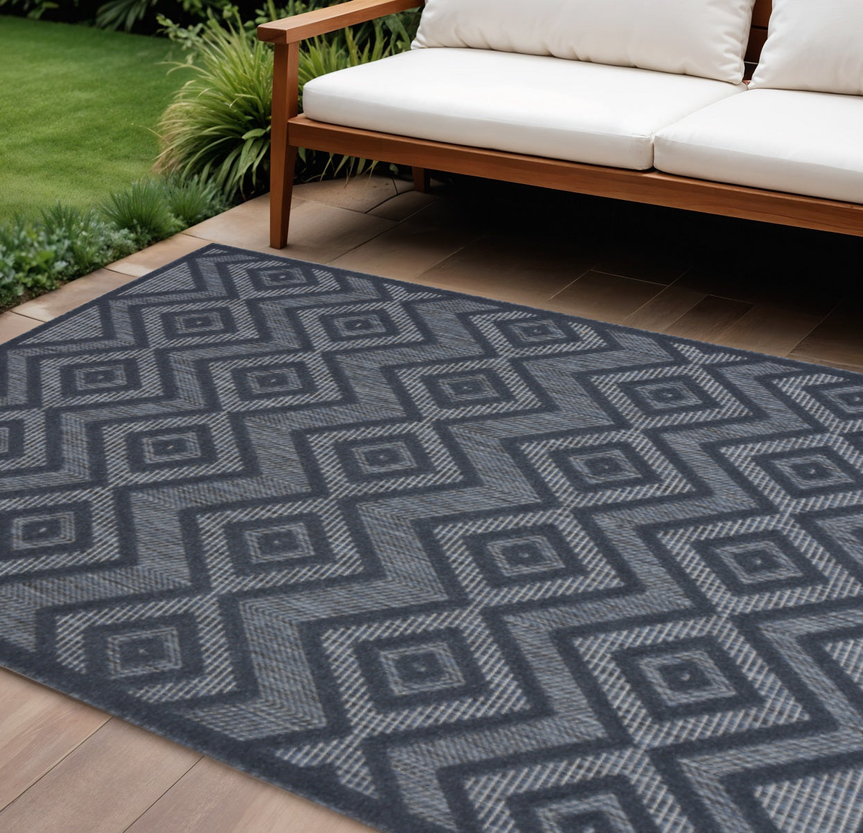 6' X 9' Blue Indoor Outdoor Area Rug - GreatEagleInc