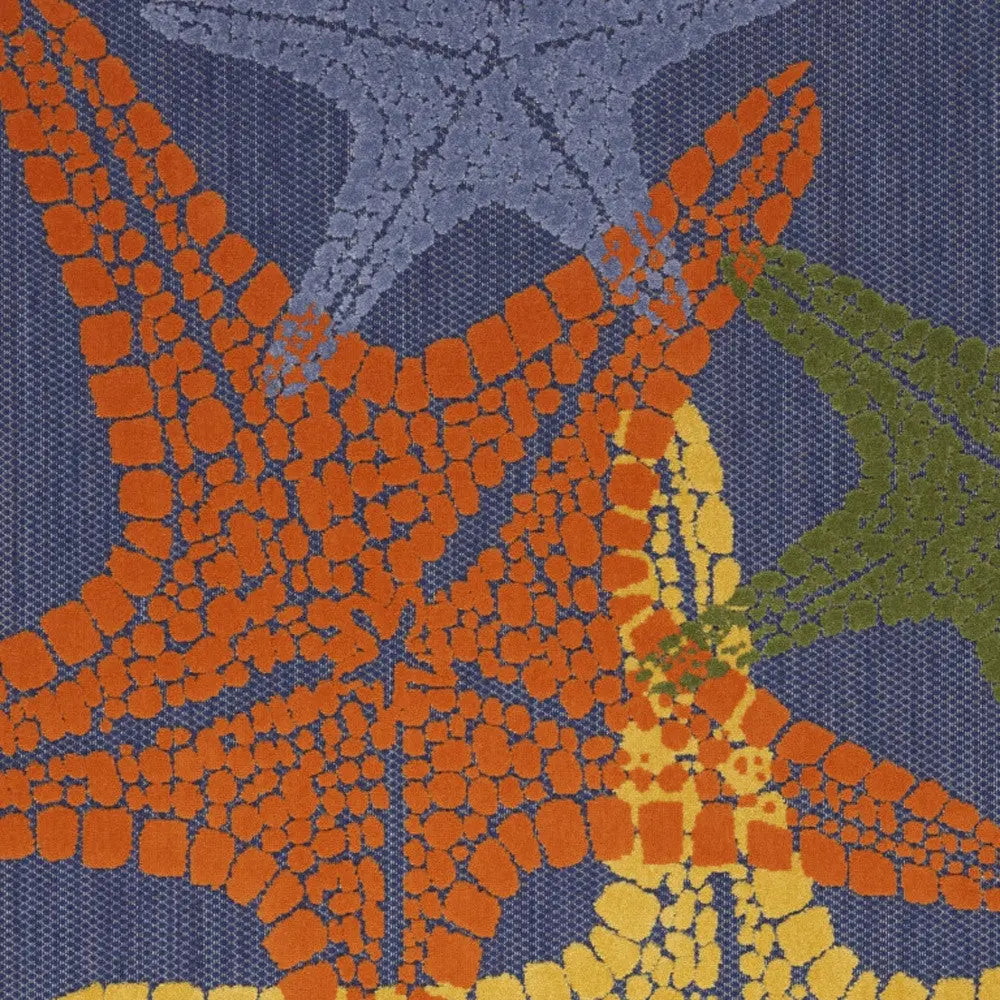 6' X 9' Blue Yellow And Orange Starfish Indoor Outdoor Area Rug Homeroots Outdoor
