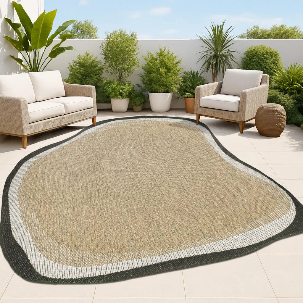 6' X 9' Brown And Black Abstract Indoor Outdoor Area Rug Homeroots Outdoor