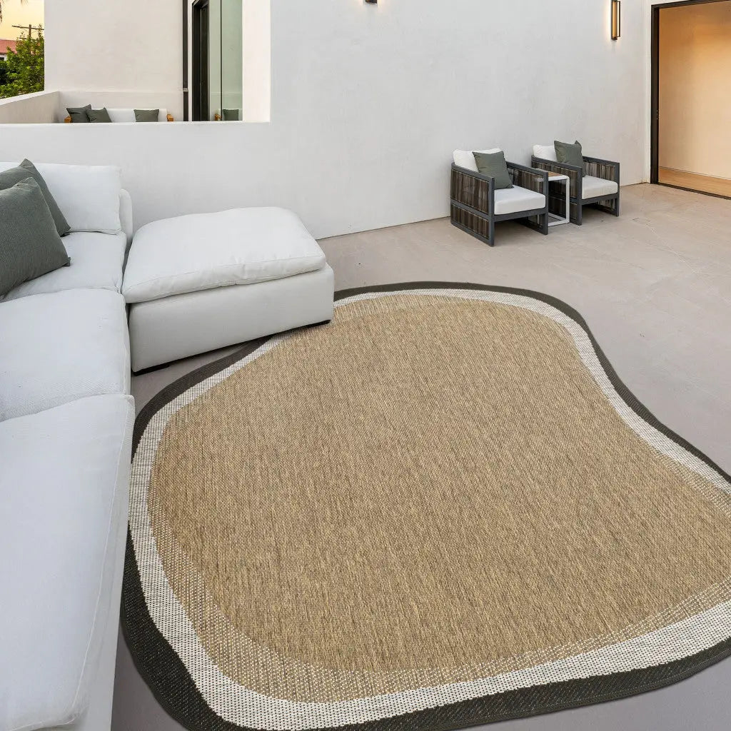 6' X 9' Brown And Black Abstract Indoor Outdoor Area Rug Homeroots Outdoor