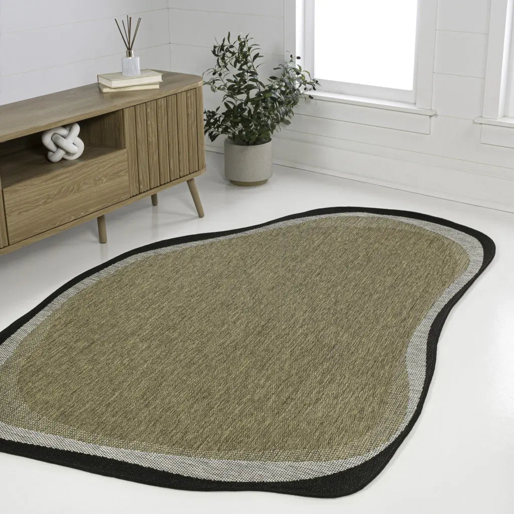 6' X 9' Brown And Black Abstract Indoor Outdoor Area Rug Homeroots Outdoor