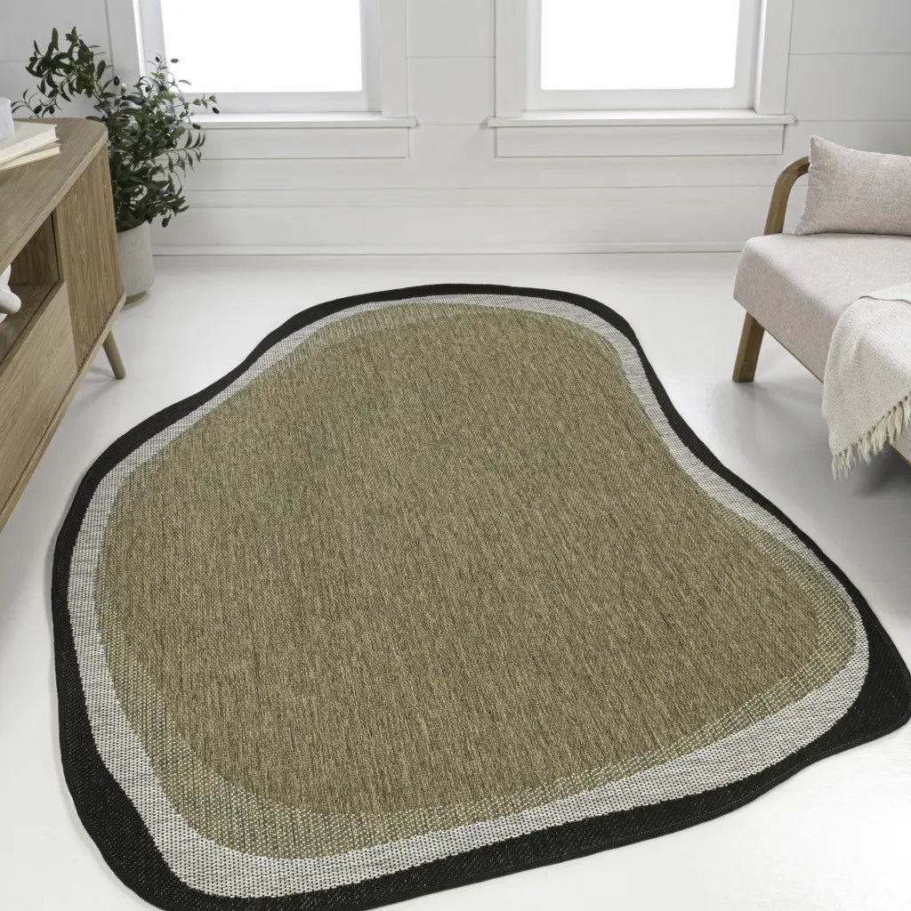 6' X 9' Brown And Black Abstract Indoor Outdoor Area Rug Homeroots Outdoor