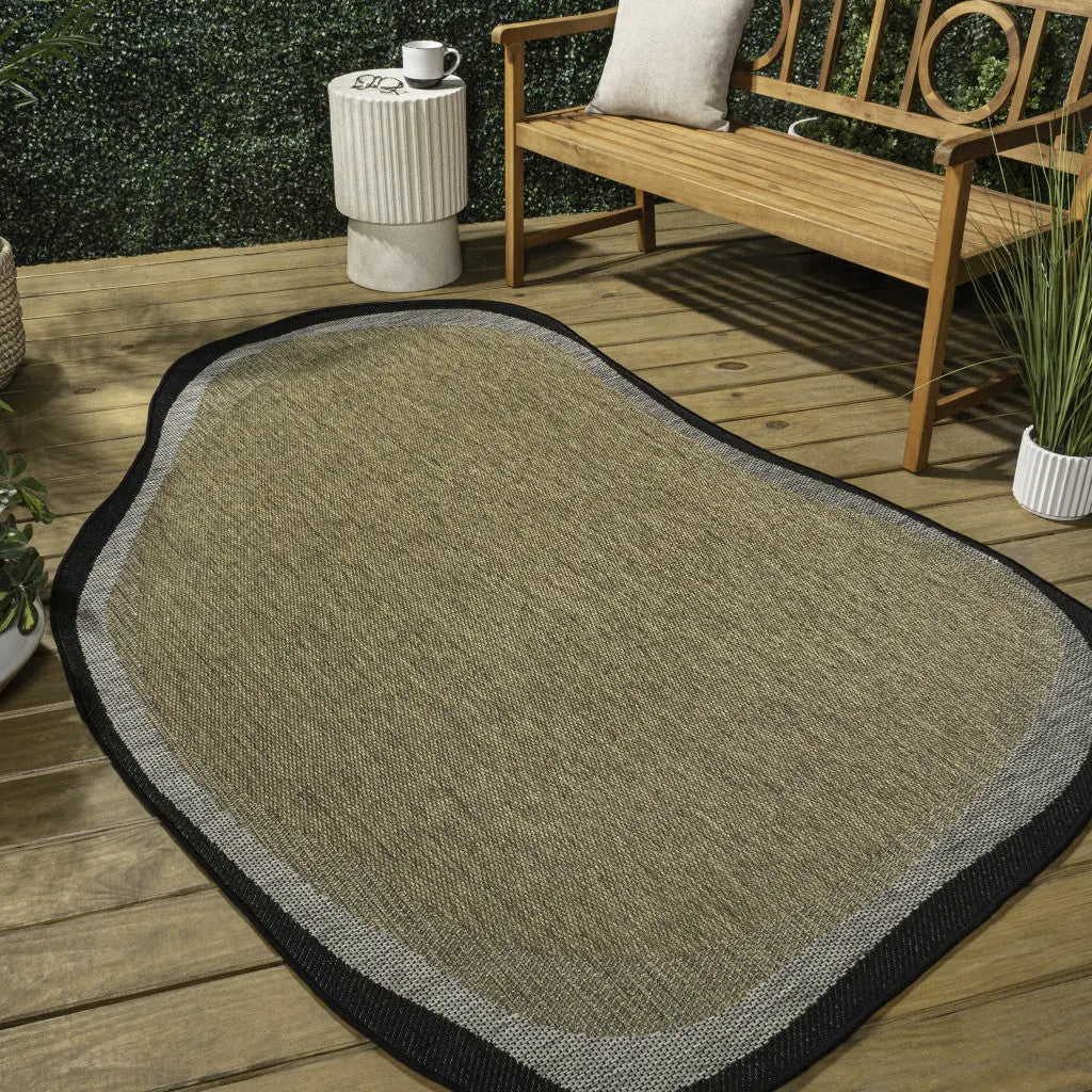 6' X 9' Brown And Black Abstract Indoor Outdoor Area Rug Homeroots Outdoor