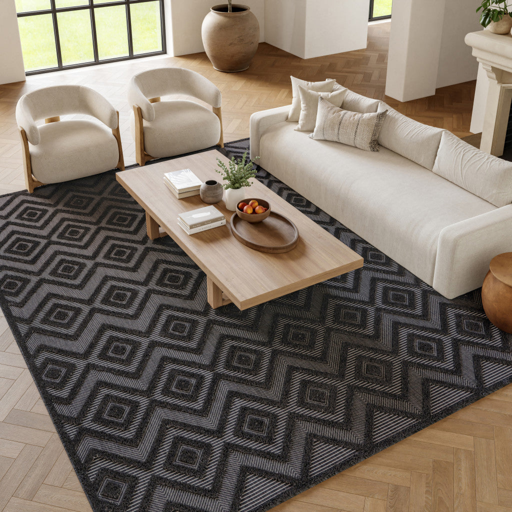 6' X 9' Charcoal Indoor Outdoor Area Rug - GreatEagleInc